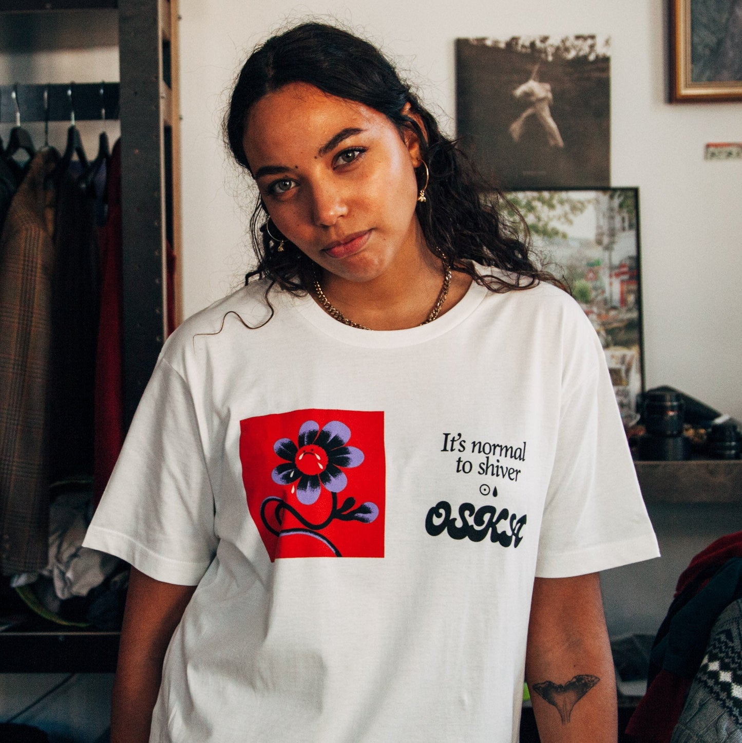 OSKA T-Shirt "Flower" -white